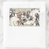 Sticker Rectangulaire Les enfants chinois dans la neige (Sac)