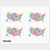 Sticker Rectangulaire Les États-Unis dans les noms (Feuille)