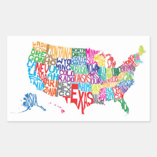Sticker Rectangulaire Les Etats-Unis dans les noms
