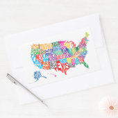 Sticker Rectangulaire Les États-Unis dans les noms (Enveloppe)