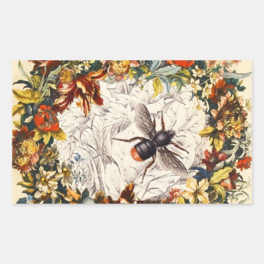 STICKER RECTANGULAIRE LES FLEURS DU PRINTEMPS MIEL BEE / BEEKEEPER (Devant)