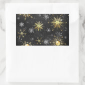 Sticker Rectangulaire Les flocons dorés de Noël sur l'Arrière - plan noi (Sac)