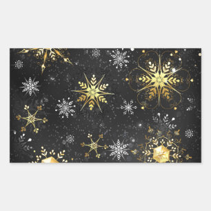 Sticker Rectangulaire Les flocons dorés de Noël sur l'Arrière - plan noi