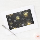 Sticker Rectangulaire Les flocons dorés de Noël sur l'Arrière - plan noi (Enveloppe)