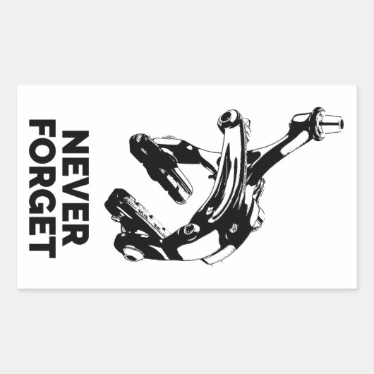 Sticker Rectangulaire Les freins à vélo ne jamais oublier (Devant)