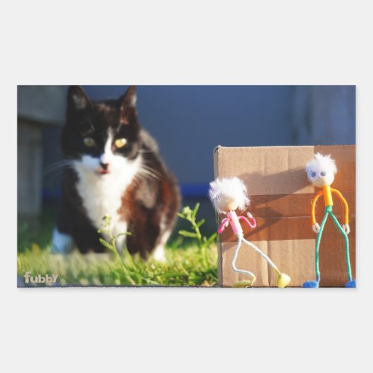 Sticker Rectangulaire Les Fubby jouent à cache-cache avec Kat Ping. (Devant)