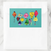 Sticker Rectangulaire Les lanternes chinoises colorées (Sac)