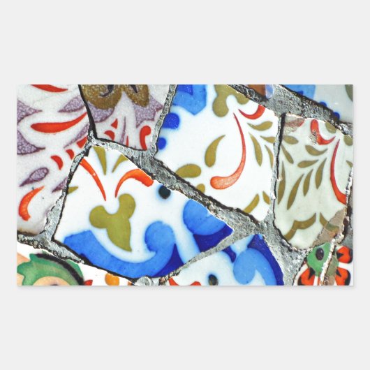 Sticker Rectangulaire Les mosaïques du parc Guell de Gaudi (Devant)