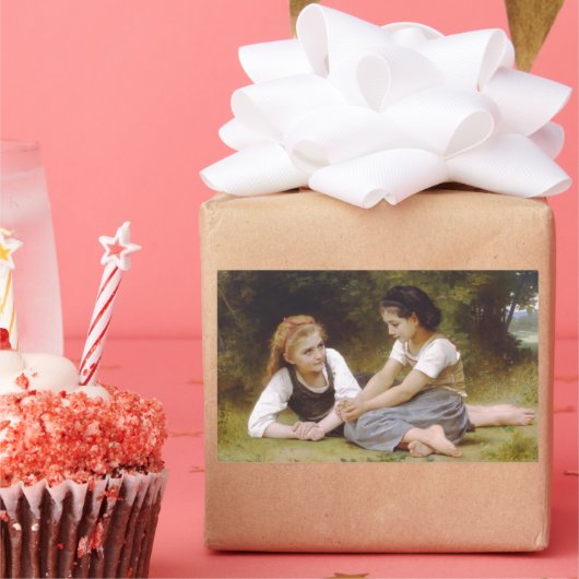 Sticker Rectangulaire Les Noisettes : Les jeunes filles ramassent les no (Fête)