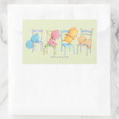 Sticker Rectangulaire Les ours bleus, roses, jaunes et Brown jouent (Sac)