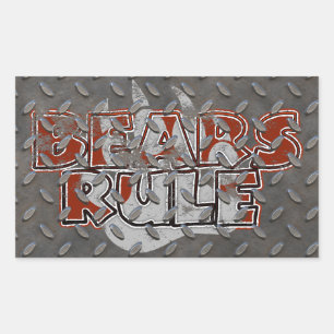 Sticker Rectangulaire Les ours règnent sur Brown sur une patte d'argent
