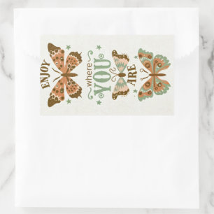 Sticker Rectangulaire les papillons cottage profitent de l'endroit où vo