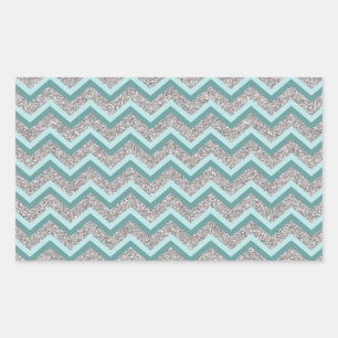 Sticker Rectangulaire Les parties scintillantes argentées et le Teal