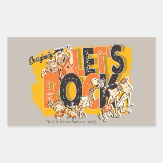 Sticker Rectangulaire Les Pierrafeu | Tout le monde Rock (Devant)