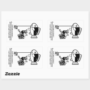 Sticker Rectangulaire Les poissons attrapent les humains
