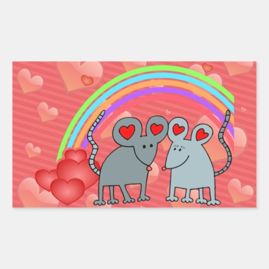 Sticker Rectangulaire Les souris en amour Valentines (Devant)