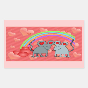 Sticker Rectangulaire Les souris en amour Valentines