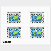 Sticker Rectangulaire Les vautours de la carte mondiale (Feuille)