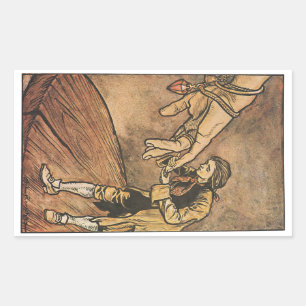 Sticker Rectangulaire Les voyages de vintage Gulliver par Arthur Rackham