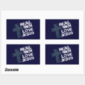 Sticker Rectangulaire Les vrais hommes aiment Jésus (Feuille)