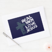 Sticker Rectangulaire Les vrais hommes aiment Jésus (Enveloppe)