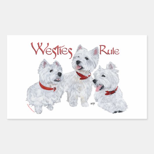 Sticker Rectangulaire Les Westies règnent ! (Devant)