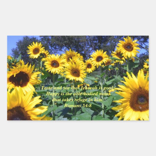 Sticker Rectangulaire L'Éternel, Dieu, est bon Romain 34:8 (Devant)