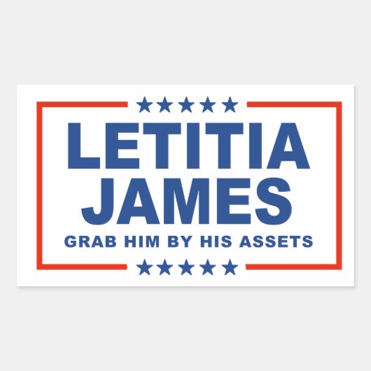 Sticker Rectangulaire Letitia James - Attrapez-le par ses biens (Devant)