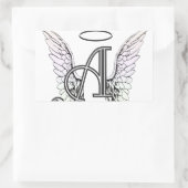 Sticker Rectangulaire Lettre A Monogramme initial avec ailes angéliques  (Sac)