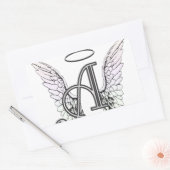 Sticker Rectangulaire Lettre A Monogramme initial avec ailes angéliques  (Enveloppe)