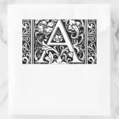 Sticker Rectangulaire Lettre A Monogramme Médiéval Art Nouveau (Sac)
