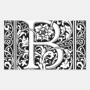 Sticker Rectangulaire Lettre B Monogramme Art Nouveau Médiéval