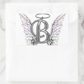 Sticker Rectangulaire Lettre B Monogramme initial avec ailes angéliques (Sac)