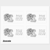 Sticker Rectangulaire Lettre E ange monogramme alphabet initial noir et (Feuille)