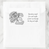 Sticker Rectangulaire Lettre E ange monogramme alphabet initial noir et (Sac)