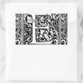 Sticker Rectangulaire Lettre E Monogramme médiéval Art Nouveau (Sac)