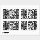 Sticker Rectangulaire Lettre F Monogramme médiéval Art Nouveau (Feuille)