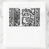 Sticker Rectangulaire Lettre F Monogramme médiéval Art Nouveau (Sac)