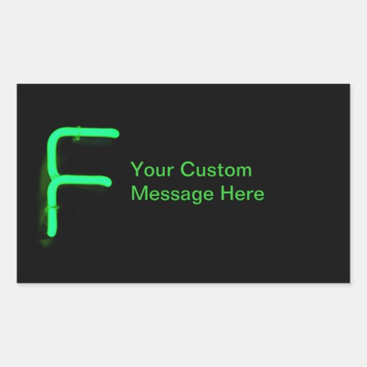 Sticker Rectangulaire Lettre "F" Néon Lumogramme (Devant)