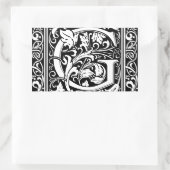 Sticker Rectangulaire Lettre G Monogramme médiéval Art Nouveau (Sac)