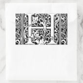 Sticker Rectangulaire Lettre H Monogramme médiéval Art Nouveau (Sac)