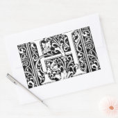 Sticker Rectangulaire Lettre H Monogramme médiéval Art Nouveau (Enveloppe)