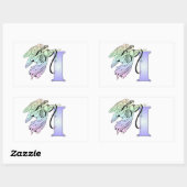 Sticker Rectangulaire Lettre I ange gardien monogramme alphabet initial (Feuille)