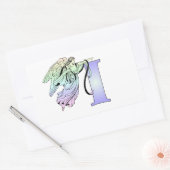 Sticker Rectangulaire Lettre I ange gardien monogramme alphabet initial (Enveloppe)