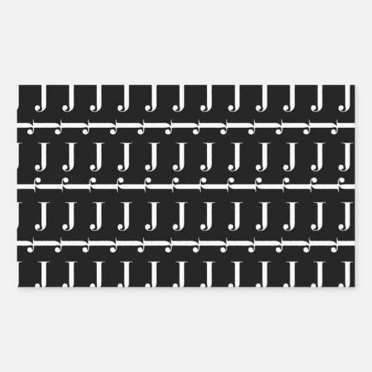 STICKER RECTANGULAIRE LETTRE INITIALE MOYENNE J (Devant)