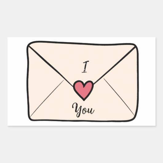 Sticker Rectangulaire Lettre Je T'Aime (Devant)