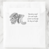 Sticker Rectangulaire Lettre K ange monogramme alphabet initial (Sac)