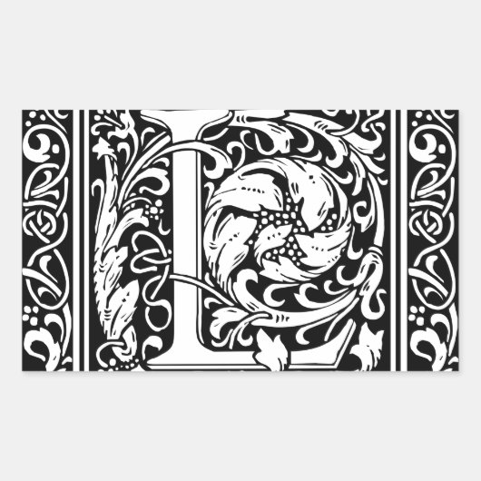 Sticker Rectangulaire Lettre L Monogramme médiéval Art Nouveau (Devant)