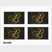 Sticker Rectangulaire LETTRE Métallique Monogramme B Faux Or Foil Design (Feuille)