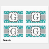 Sticker Rectangulaire LETTRE MONÂTRE BLANC turquoise G QUATREFEIL (Feuille)